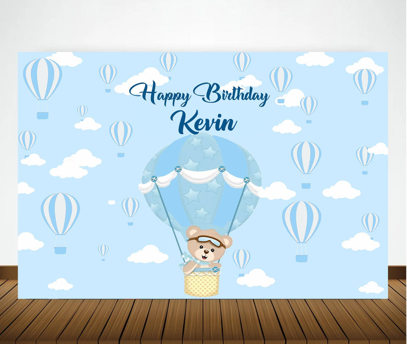 Hot Air Birthday Party Personalized Backdrop