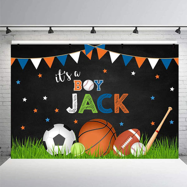 Sports Theme Birthday Party Personalized Backdrop.