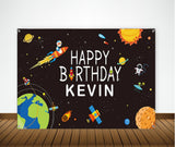 Space Birthday Party Personalized Backdrop.