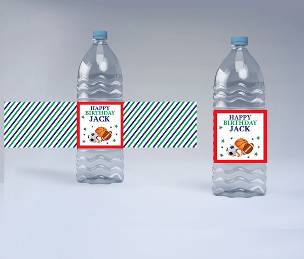 Sports Theme Water Bottle Labels