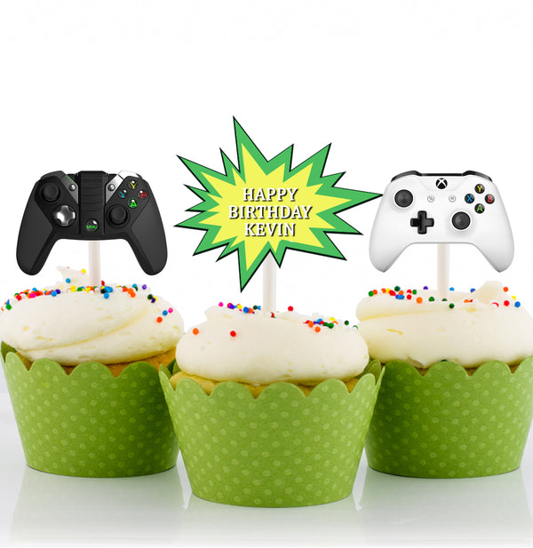Gaming Theme Birthday Party Cupcake Toppers for Decoration