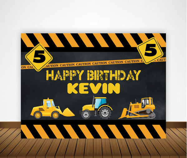 Construction Birthday Party Personalized Backdrop.
