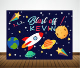 Space Birthday Party Personalized Backdrop.