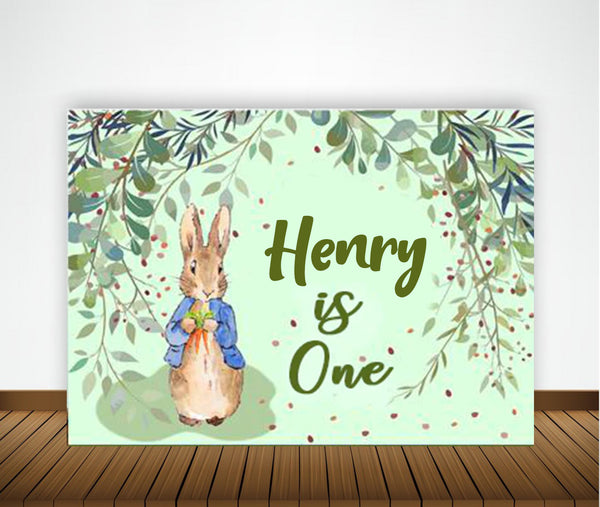 Bunny Birthday Party Personalized Backdrop.