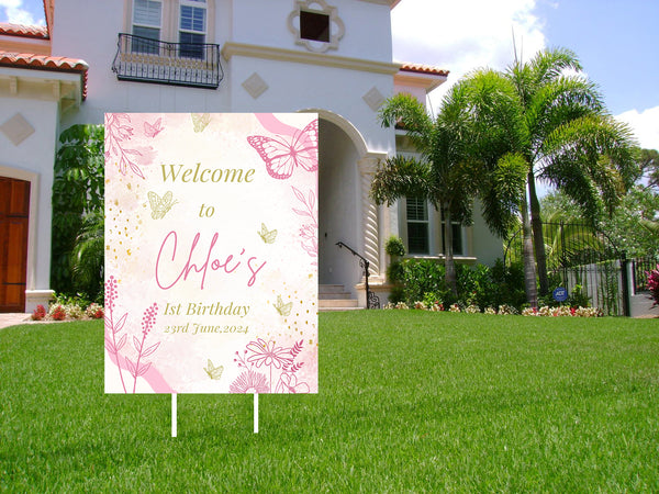 Butterfly Theme Birthday Party Yard Sign/Welcome Board.