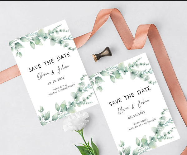 Greenery Theme Save the date  E- Invite/Printed Invitation
