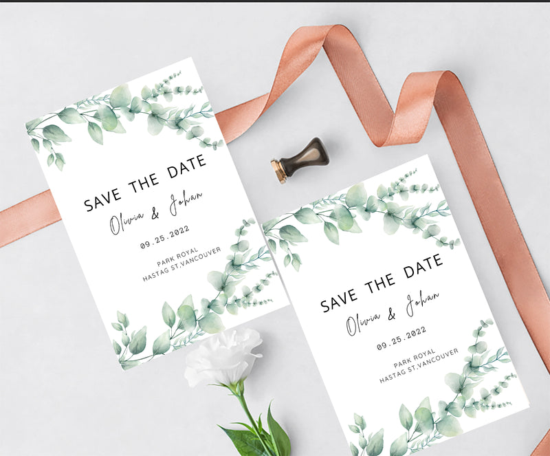 Greenery Theme Save the date  E- Invite/Printed Invitation