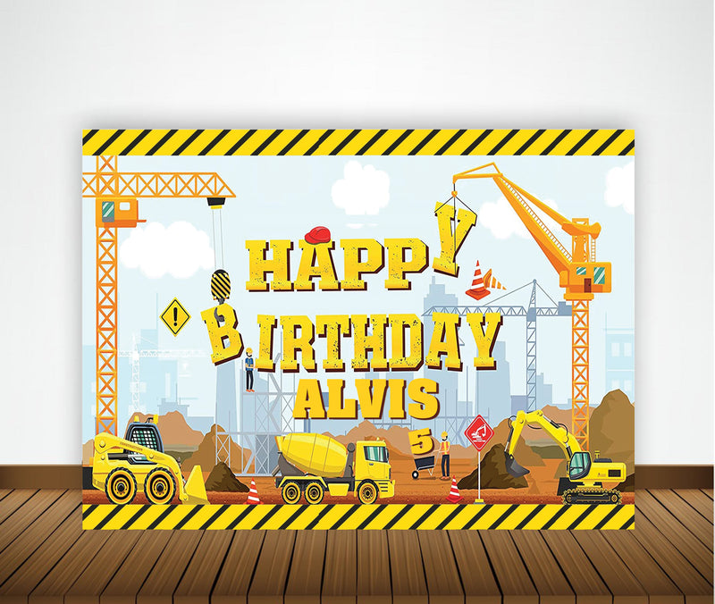 Construction Birthday Party Personalized Backdrop.