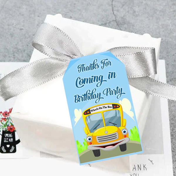 Wheels On The Bus Theme Birthday Party Thank You Tags/Return Gift tags