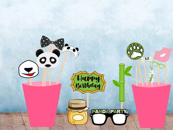 Panda Birthday Party Photo Booth Props Kit