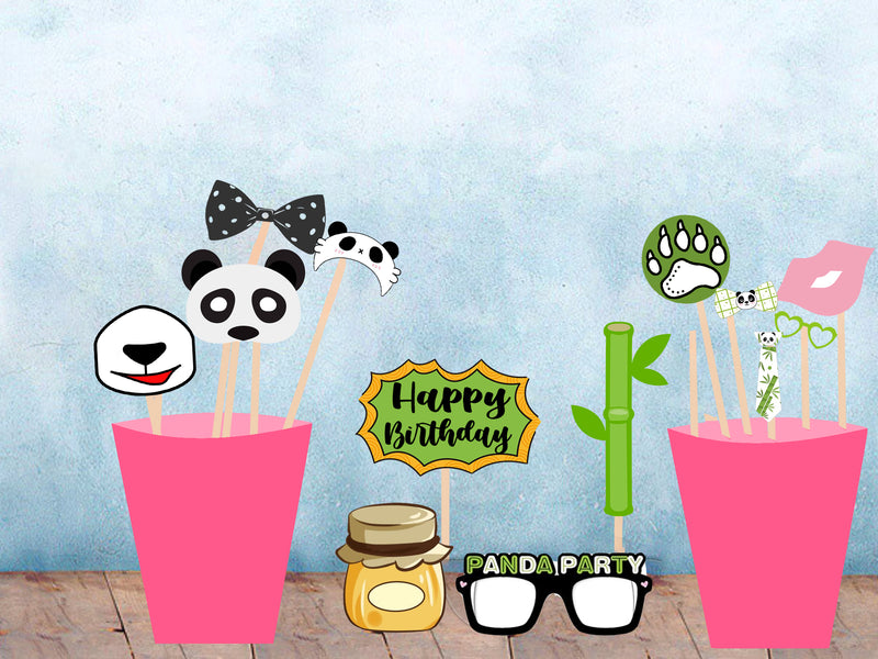 Panda Birthday Party Photo Booth Props Kit