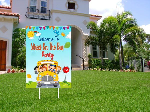 Wheels On The Bus Theme Birthday Party Yard Sign/Welcome Board