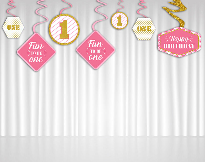 One Is Fun Theme Birthday Party Theme Hanging Set for Decoration