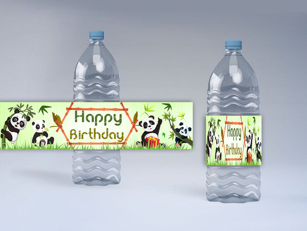 Panda Theme Water Bottle Labels
