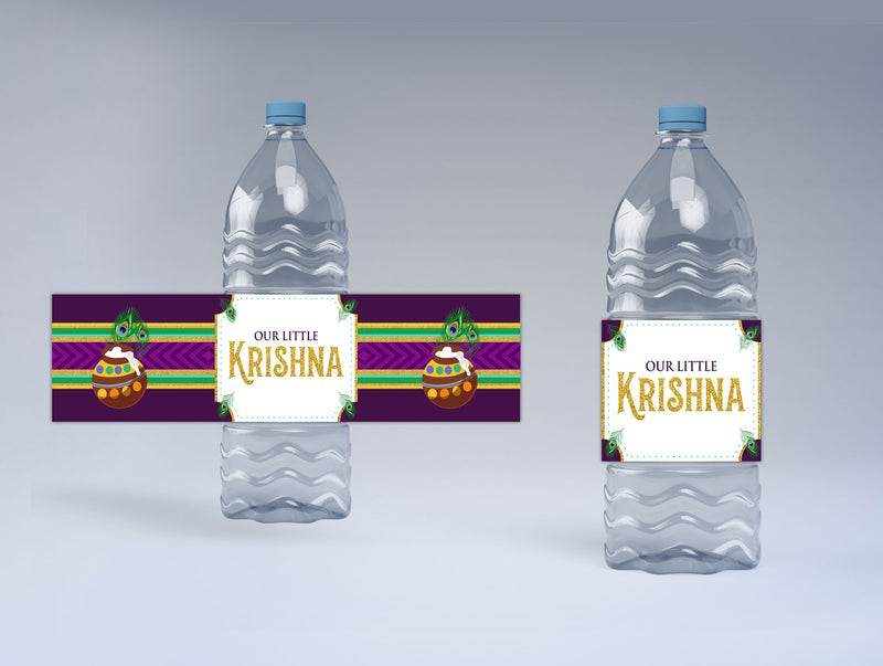 Little Krishna Theme Birthday Party Water Bottle Labels