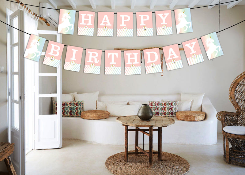 Unicorn Birthday Party Banner for Decoration