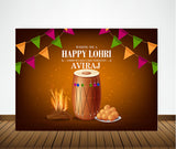 Lohri Party Personalized Backdrop with Name & Picture.