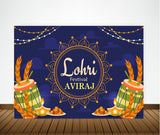 Lohri Party Personalized Backdrop with Name & Picture.