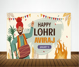 Lohri Party Personalized Backdrop with Name & Picture.