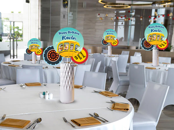 Wheels On The Bus Theme Birthday Party Table Toppers for Decoration