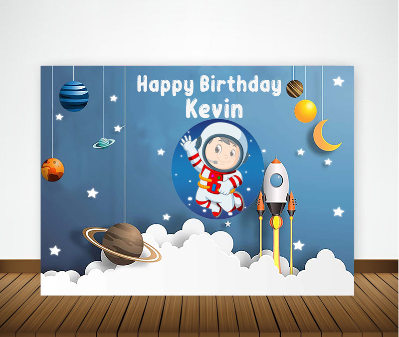 Space Birthday Party Personalized Backdrop.