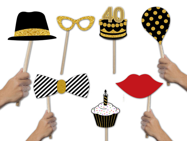 40th Theme Birthday Party Photo Booth Props Kit