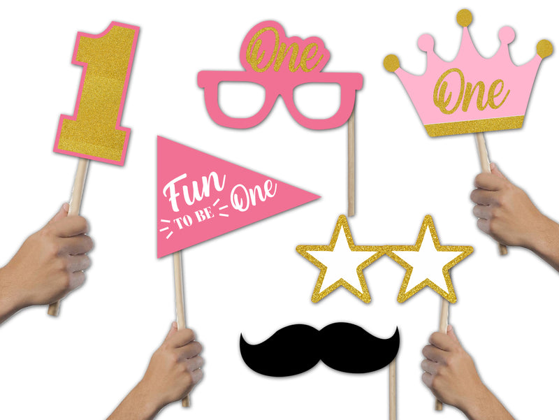 One Is Fun Birthday Party Photo Booth Props Kit