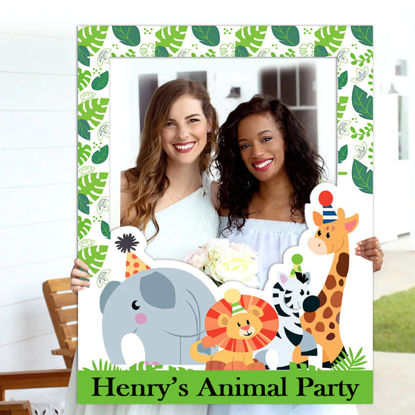 Jungle Safari Theme Birthday Party Selfie Photo Booth Frame & Props