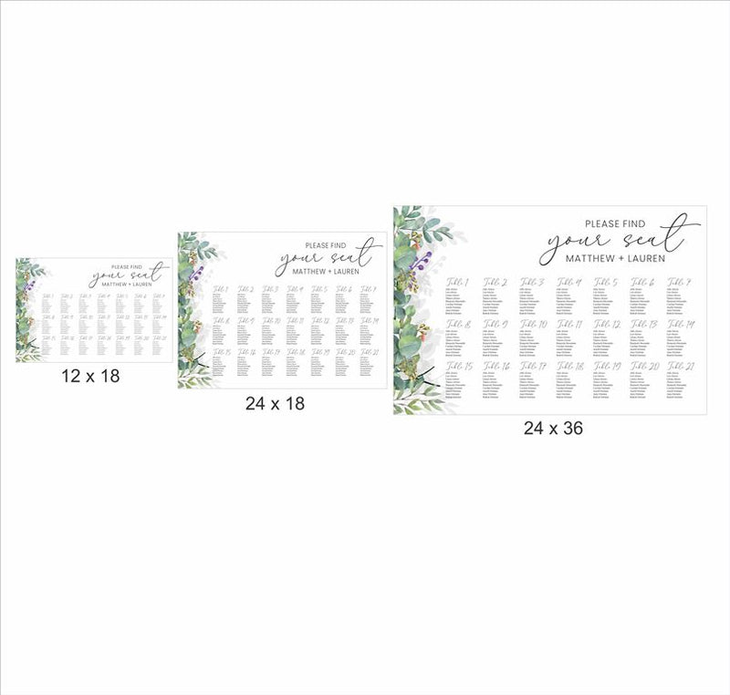 Greenery Wedding Find your Seat Sitting Layout Board