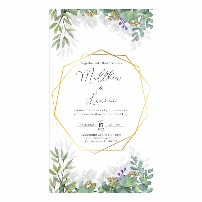 Greenery Theme Wedding  E- Invite/Printed Invitation Card