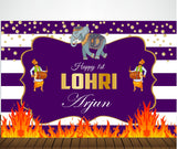 Lohri Party Personalized Backdrop with Name & Picture.