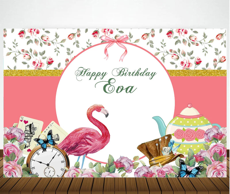 Tea Party Theme Birthday Party Personalized Backdrop.