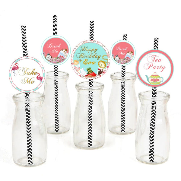 Tea Party Theme Birthday Party Paper Decorative Straws