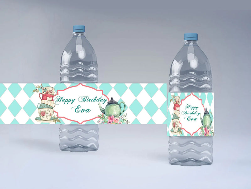 Tea Party Theme Water Bottle Labels