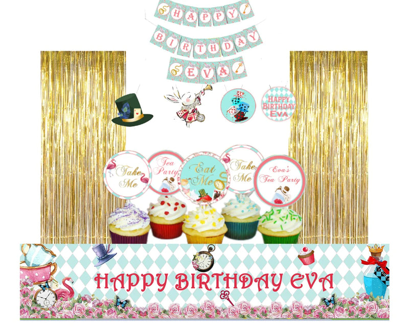 Tea Party Birthday Party Decoration Kit - Personalized