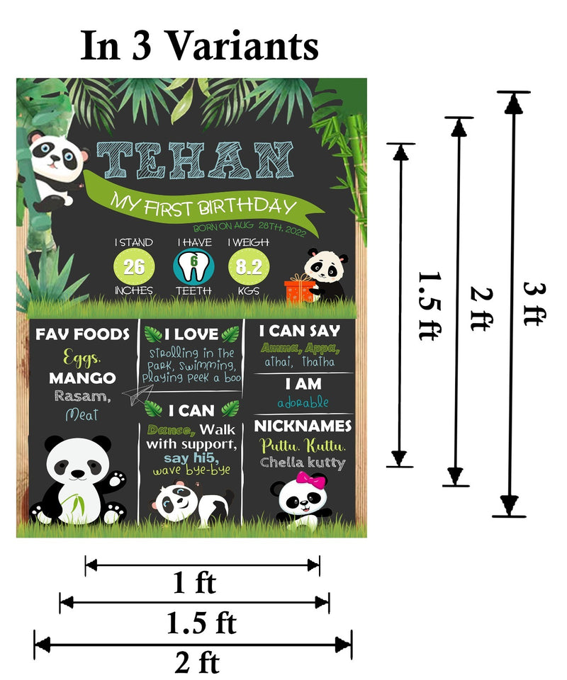 Panda Theme Customized Milestone Board for Kids Birthday Party