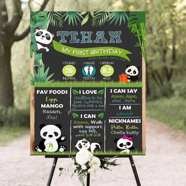 Panda Theme Customized Milestone Board for Kids Birthday Party