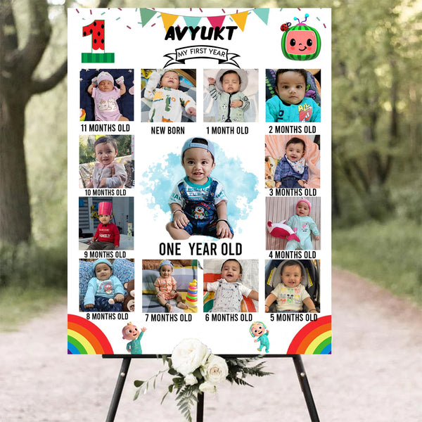 Theme Based Customized Milestone Photo Board for Kids Birthday Party