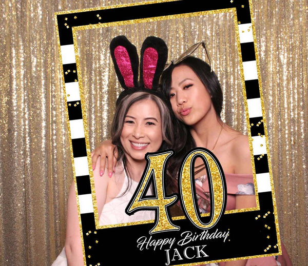 40th Theme Birthday Party Selfie Photo Booth Frame