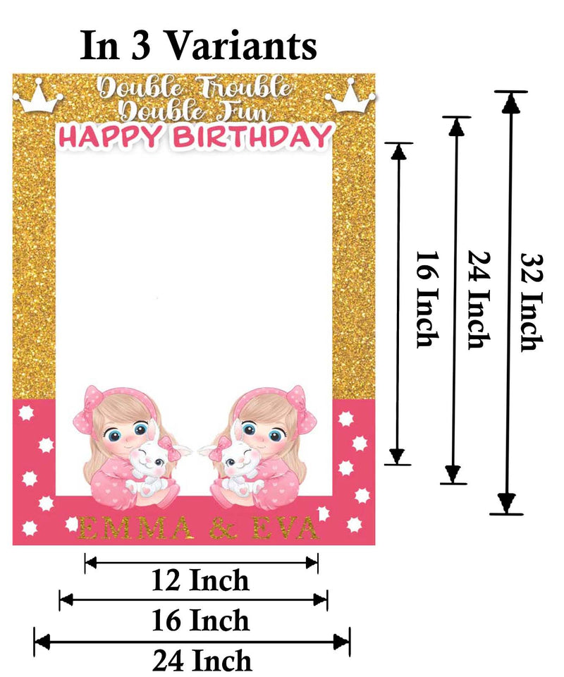 Twin Girls Birthday Party Selfie Photo Booth Frame