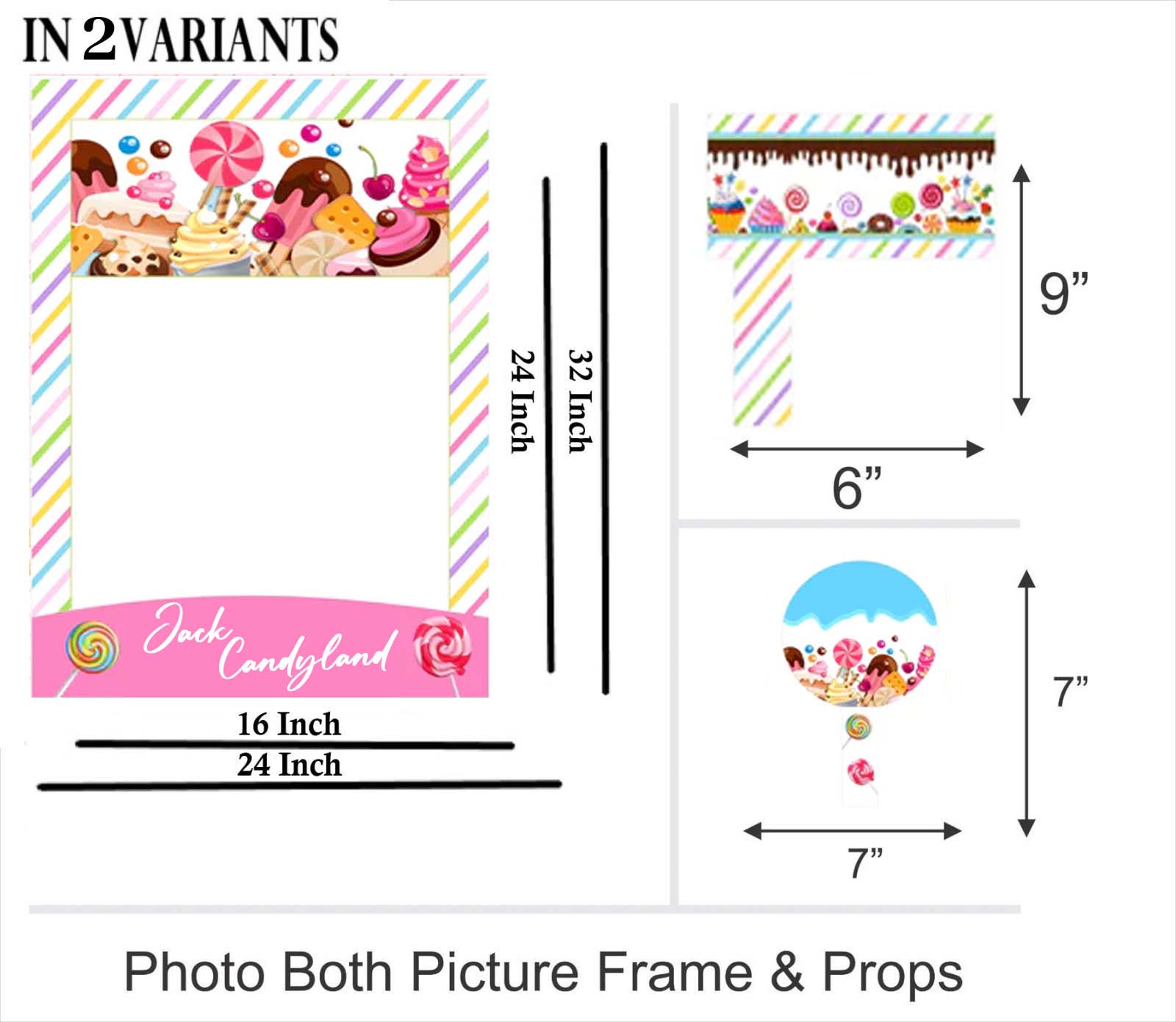 Candyland  Birthday Party Selfie Photo Booth Frame & Props
