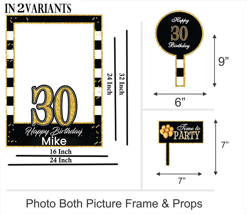 30th Theme Birthday Party Selfie Photo Booth Frame