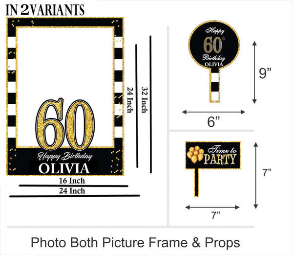 60th Theme Birthday Party Selfie Photo Booth Frame