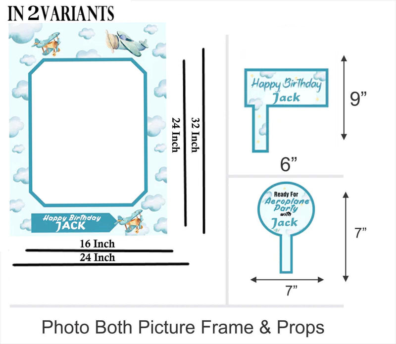 Air Plane Theme Birthday Party Selfie Photo Booth Frame & Props