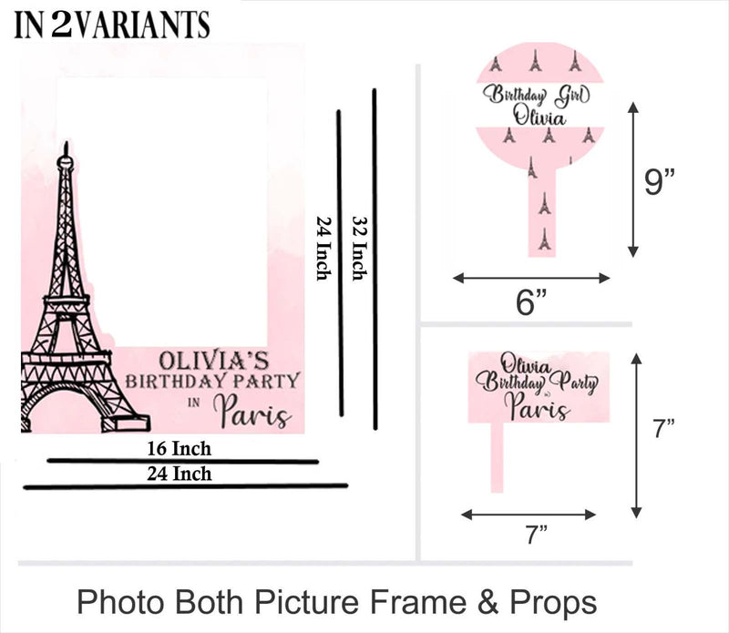 Paris Theme  Birthday Party Selfie Photo Booth Frame