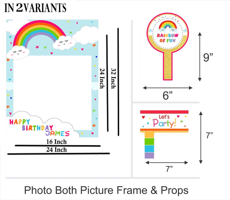 Rainbow Theme Birthday Party Selfie Photo Booth Frame