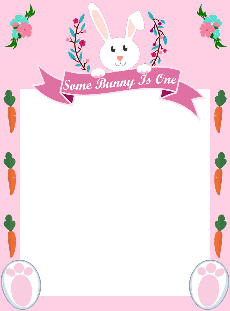 Bunny Birthday Party Selfie Photo Booth Frame & Props