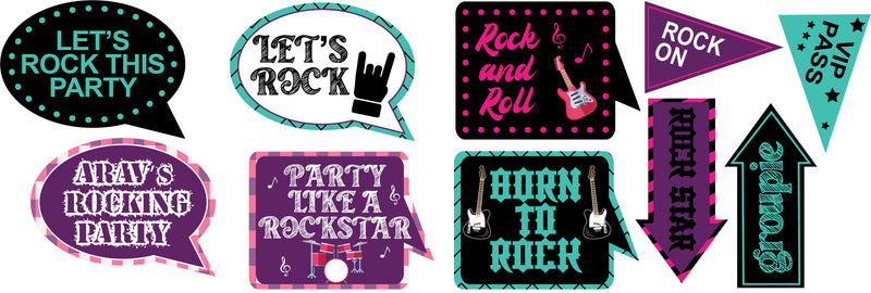 Rockstar Theme Birthday Party Photo Booth Props Kit