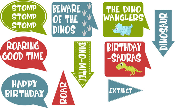 Dinosaur Theme Birthday Party Photo Booth Props Kit Set of 20