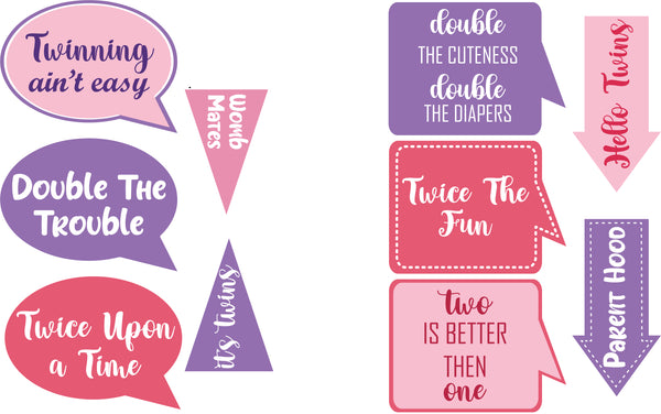Twin Girls Birthday Party Photo Props Kit